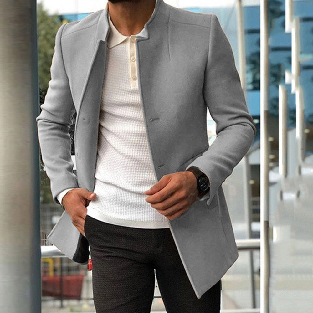 Lumo - Herren Slim Fit Einreihiger Business Mantel