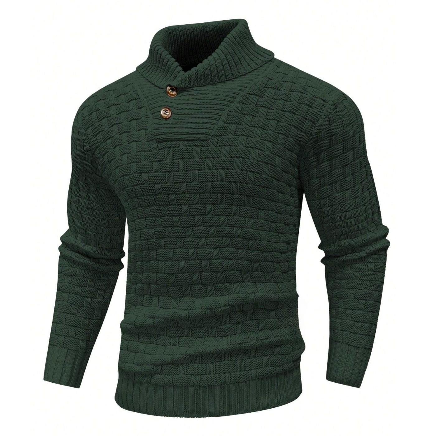 Logd - Herren Pullover mit Schalkragen und Knopfdetail