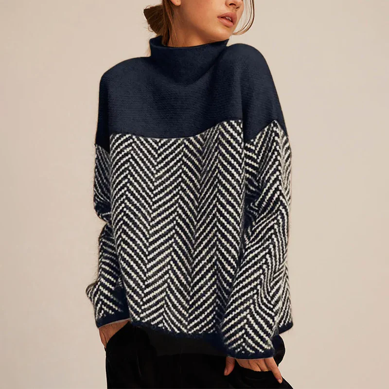 Gurte - Warmer Rollkragenpullover mit Zickzackmuster