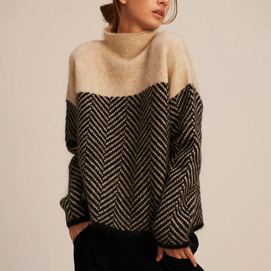 Gurte - Warmer Rollkragenpullover mit Zickzackmuster