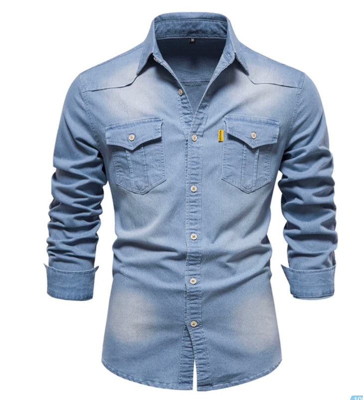 Haakr - Herren Denim Langarmhemd