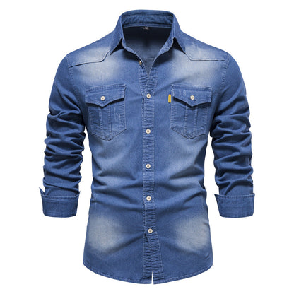 Haakr - Herren Denim Langarmhemd