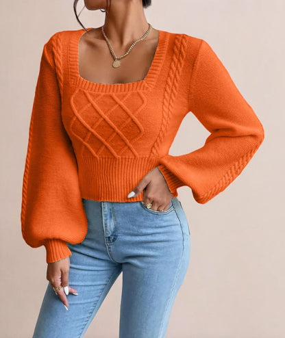 Fjara - Damen Quadratischem Kragen Pullover