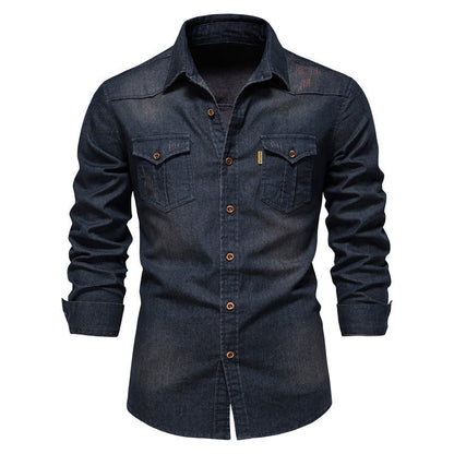 Haakr - Herren Denim Langarmhemd