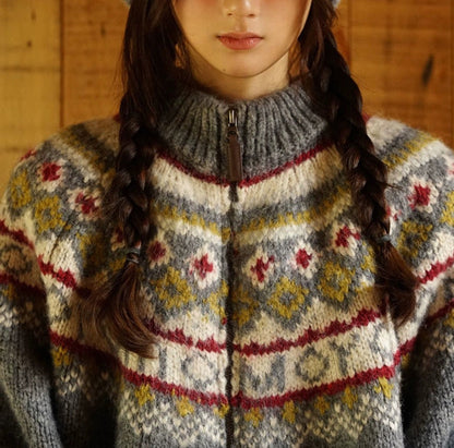 Roklzi - Woll Retro-Cardigan