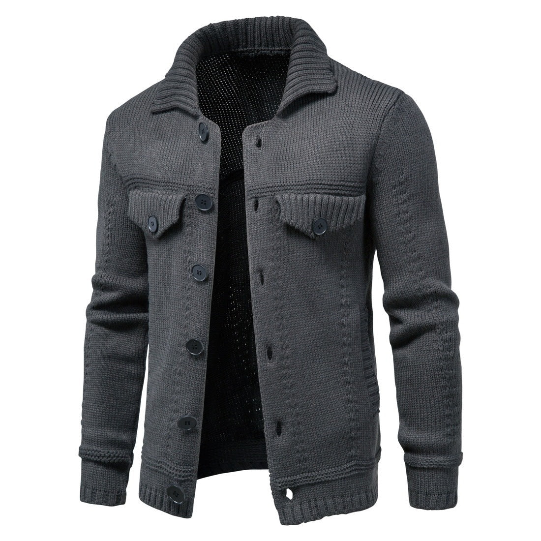 Trekker - Herren Strickjacke mit Knopfleiste und Brusttaschen