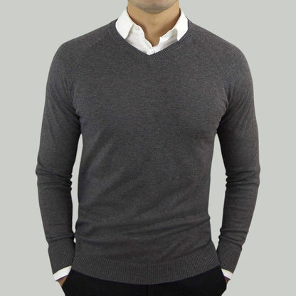 Frid - Herren Pullover Langarm Slim Fit V-Ausschnitt