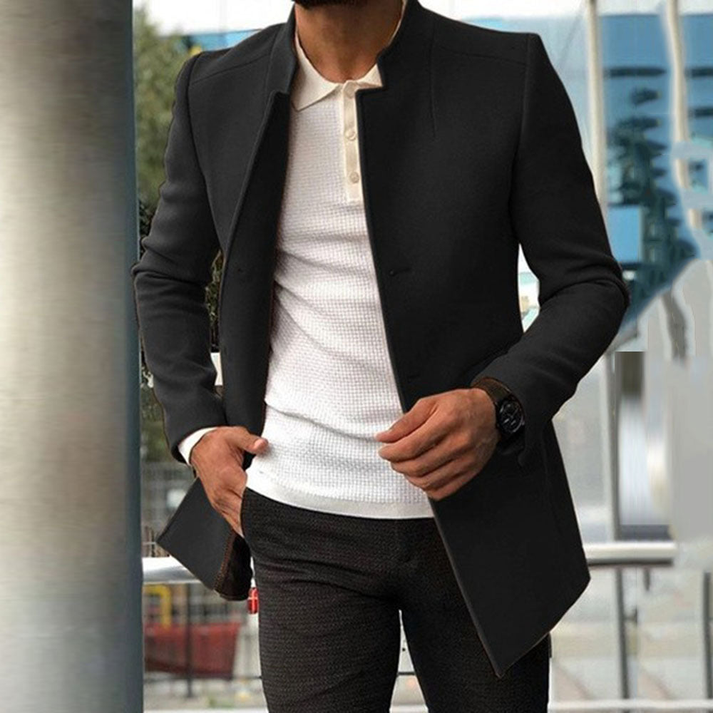 Lumo - Herren Slim Fit Einreihiger Business Mantel