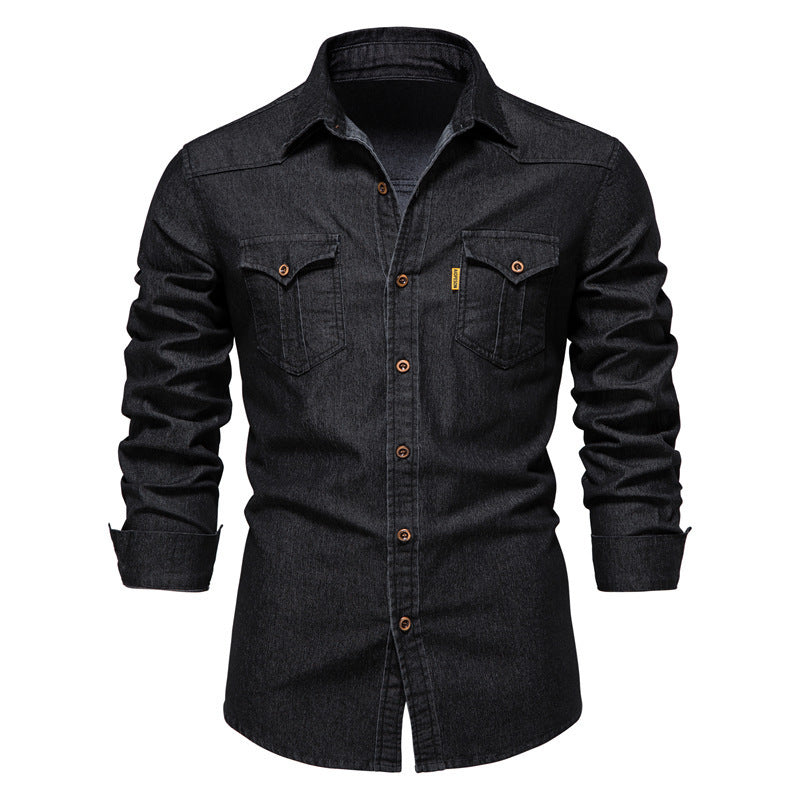 Haakr - Herren Denim Langarmhemd