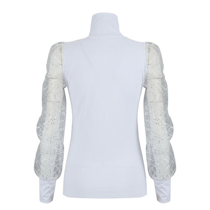 Flocki - Neuer Pullover mit Organza-Ärmeln für Damen