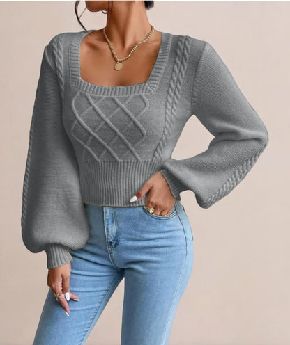 Fjara - Damen Quadratischem Kragen Pullover