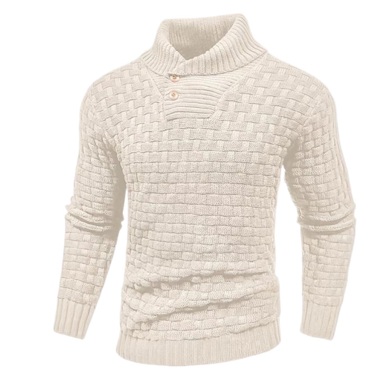 Logd - Herren Pullover mit Schalkragen und Knopfdetail