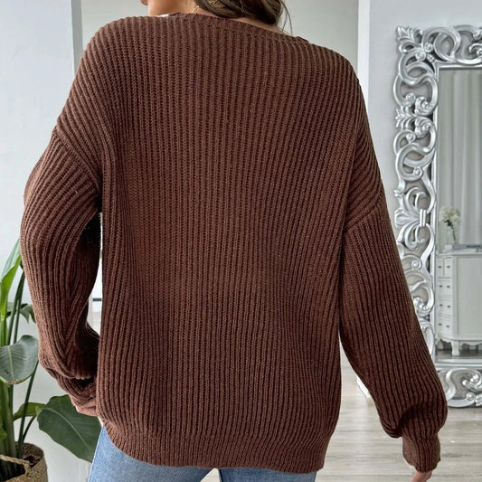 Pearla - Damen Strickpullover mit V-Ausschnitt und Perlendetails