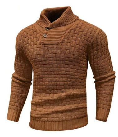 Logd - Herren Pullover mit Schalkragen und Knopfdetail