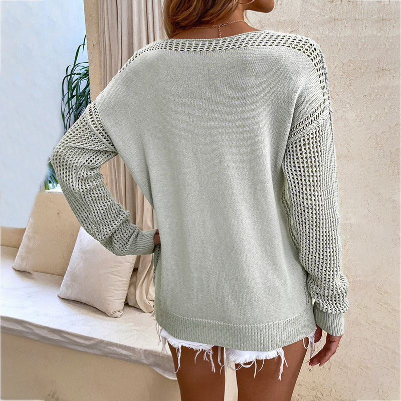 Lippea - V-Ausschnitt Pullover mit Netzeinsätzen